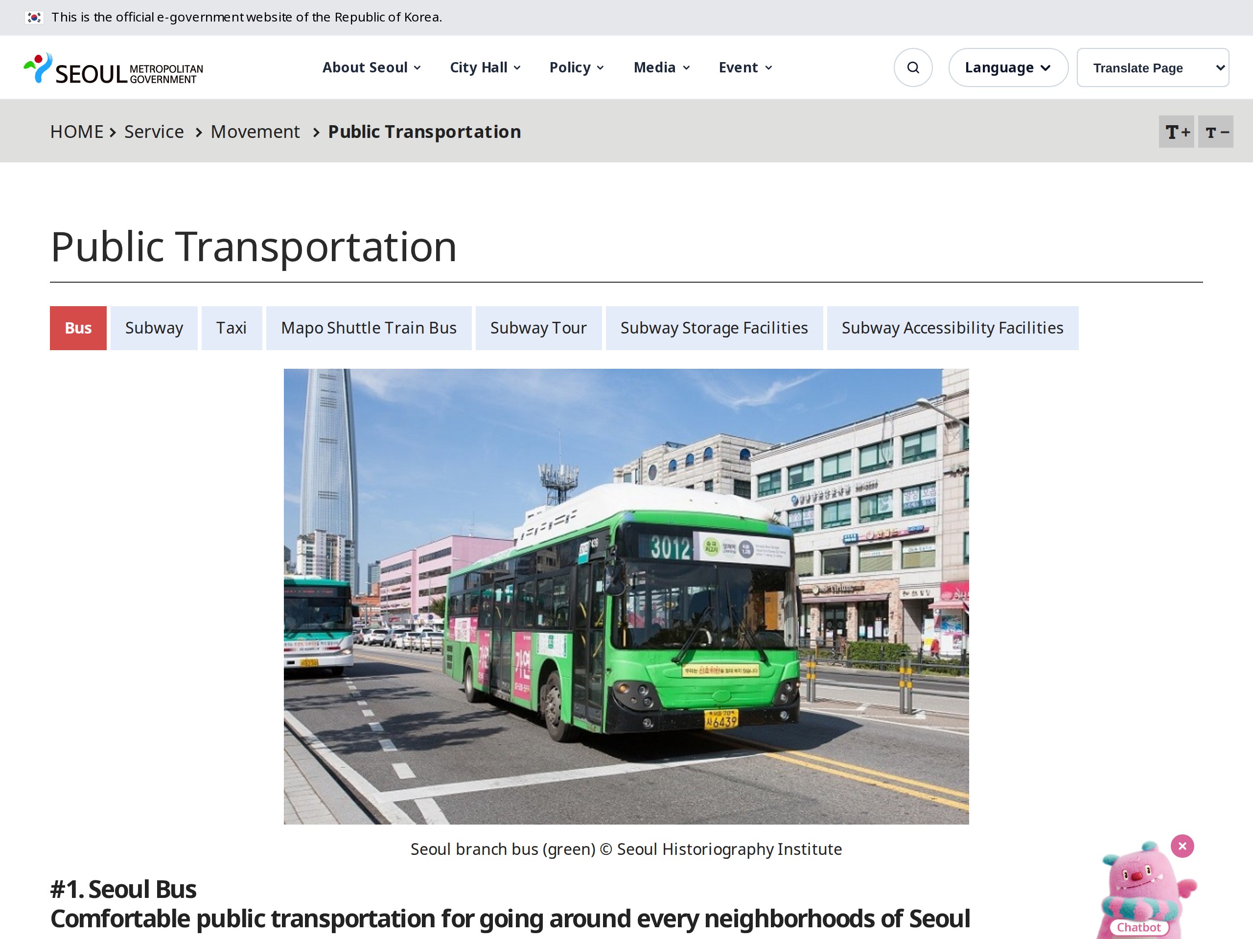 The bus-riding instructions on the official Seoul city English website